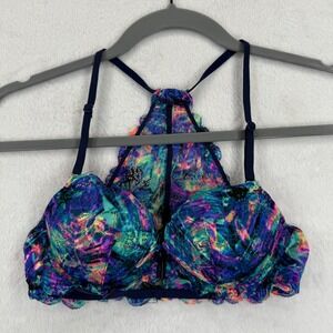 PINK Victoria's Secret 32B Date Racerback Lace Bra‎ Blue Purple Multi